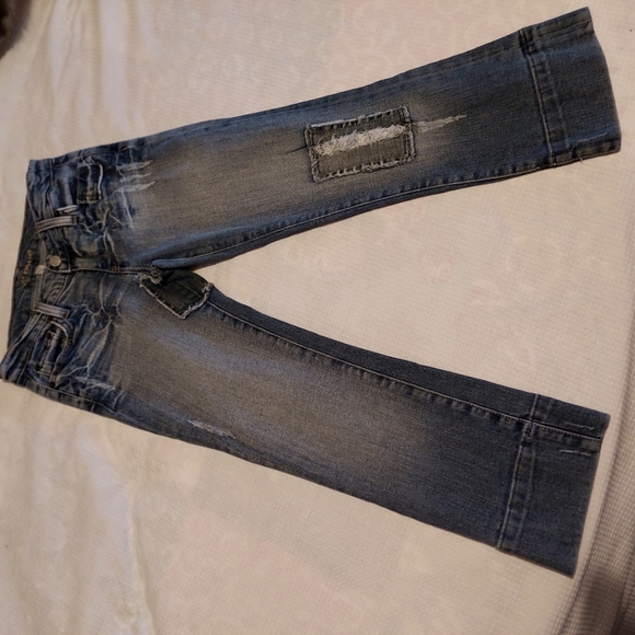 Bebe ☆ Y2k 26 Denim Capri Cropped Jeans USA Made Patchwork Rare Dope Vintage - Picture 1 of 14